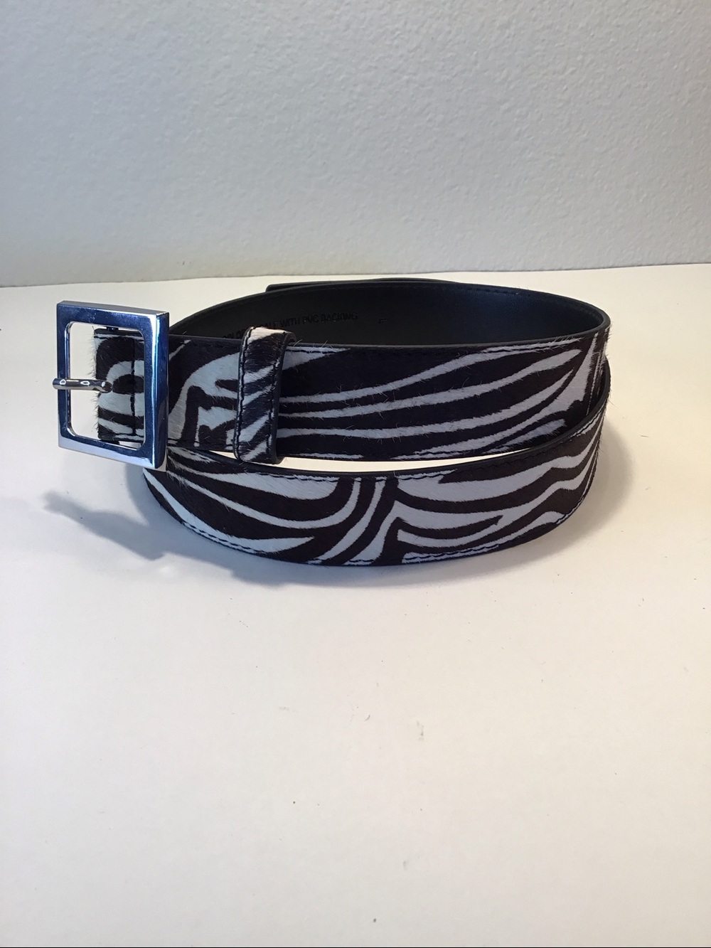 Black and White Zebra Print Cowhide Leather Belt